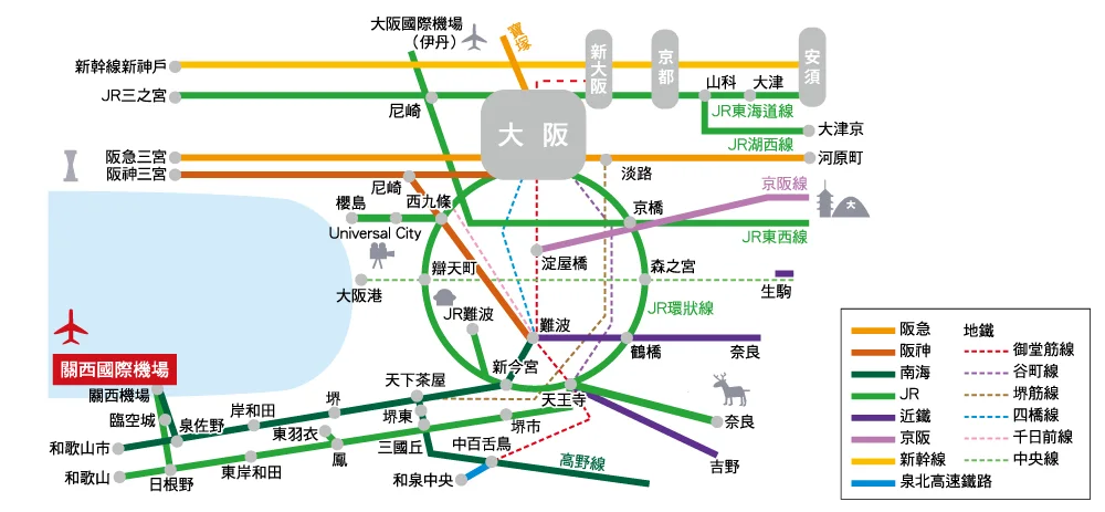 大阪市內電車交通地圖